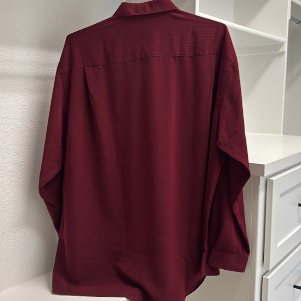 NWT Alfani Micotrend Men XXL Long Sleeve Button Down Burgundy Color Dress Shirt - Picture 8 of 14